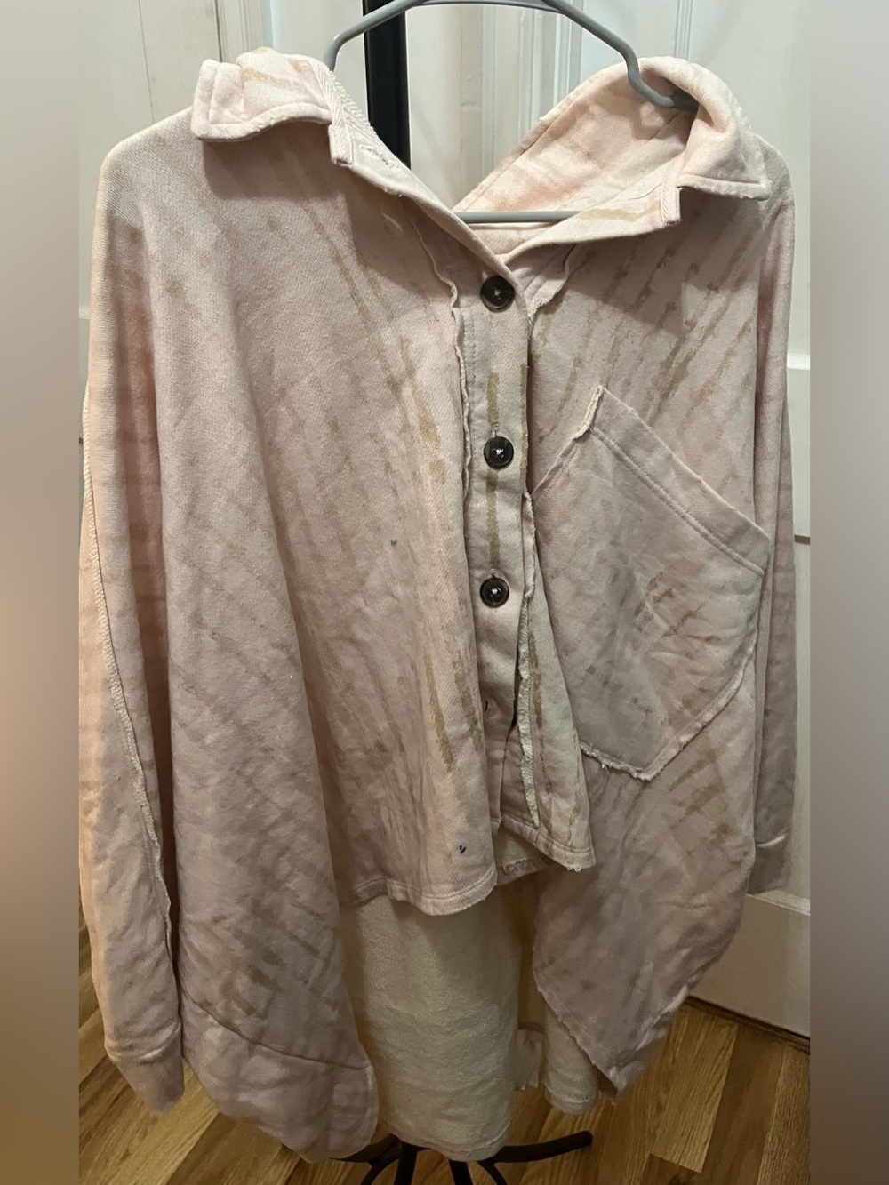 We The Free Oversized Button-Up Shirt in Pale Pink Size Large